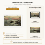 Winslow Homer - West Point, Prout's Neck canvas print size comparison and framing display infographic