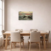 Unframed poster print of Winslow Homer's West Point, Prout's Neck displayed on a wall in a dining room