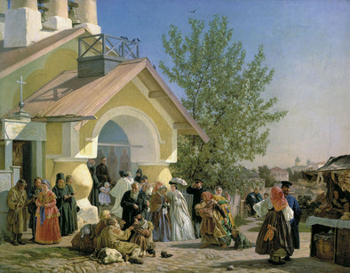 Alexander Andreyevich Ivanov - Leaving Church in Pskov