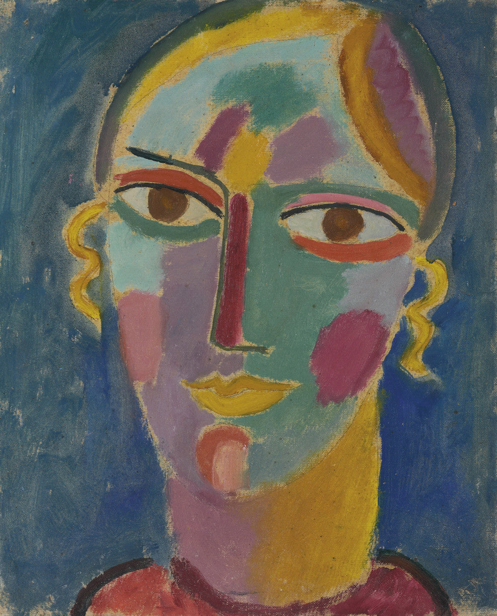 Alexej von Jawlensky - Mystical Head, Woman Head on a Blue Background