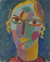 Alexej von Jawlensky - Mystical Head, Woman Head on a Blue Background