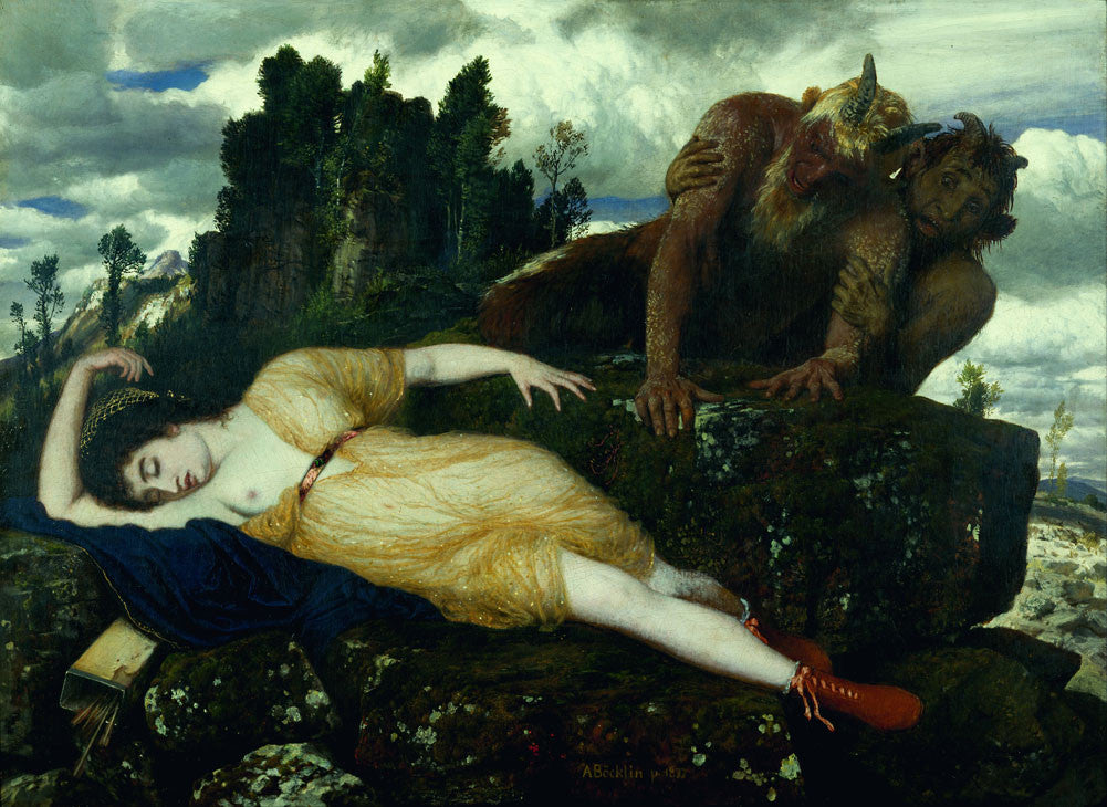 Arnold Böcklin - Sleeping Diana Watched by Two Fauns