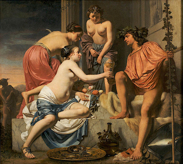 Caesar van Everdingen - Bacchus on a Throne - Nymphs Offering Bacchus Wine and Fruit
