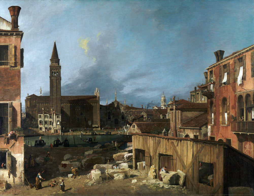 Canaletto - A Stonemasons yard in Venice-Reproduction-Get Custom Art