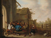 Cornelis Saftleven - Figures Before a Village Inn
