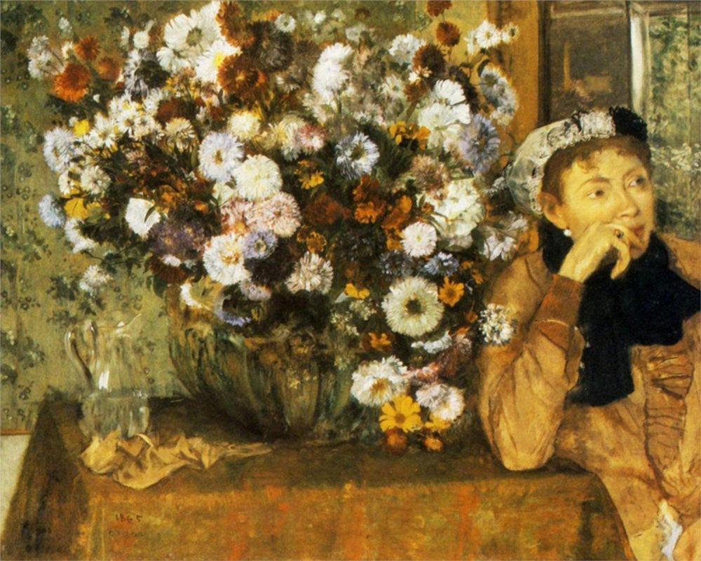 Edgar Degas - A Woman Seated Beside a Vase of Flowers