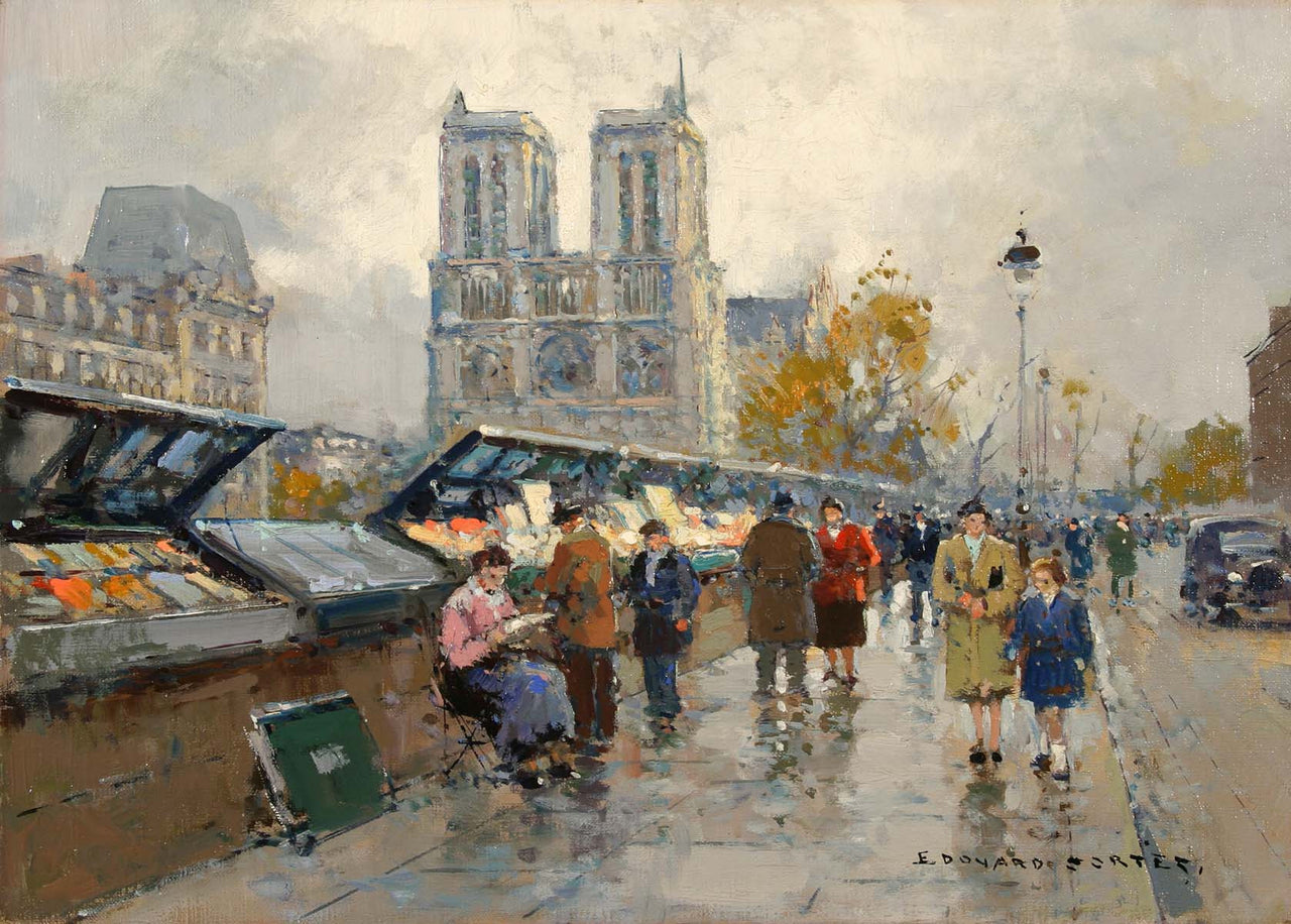 Edouard Cortes - Bouquinistes, Notre Dame-Reproduction-Get Custom Art
