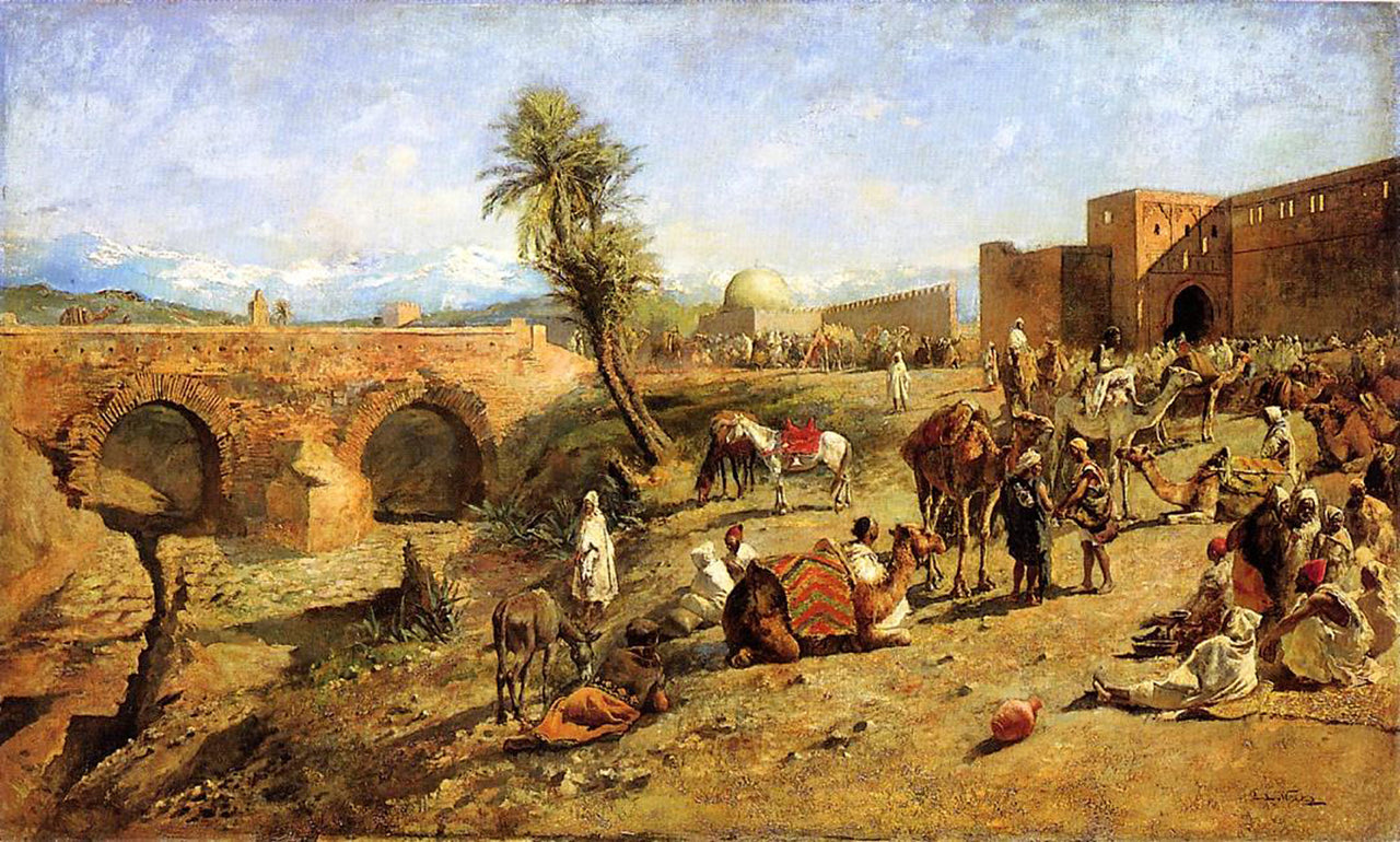 Edwin Lord Weeks - Arrival of a Caravan Outside The City of Morocco-Reproduction-Get Custom Art