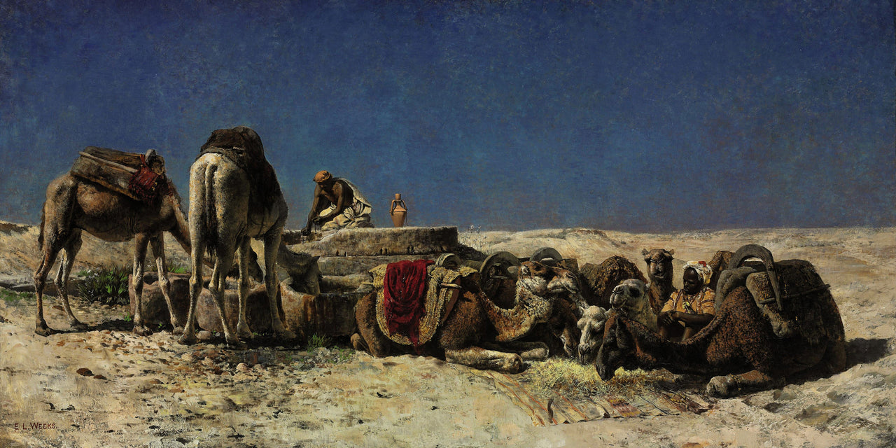 Edwin Lord Weeks - Camels Beside a Cistern-Reproduction-Get Custom Art