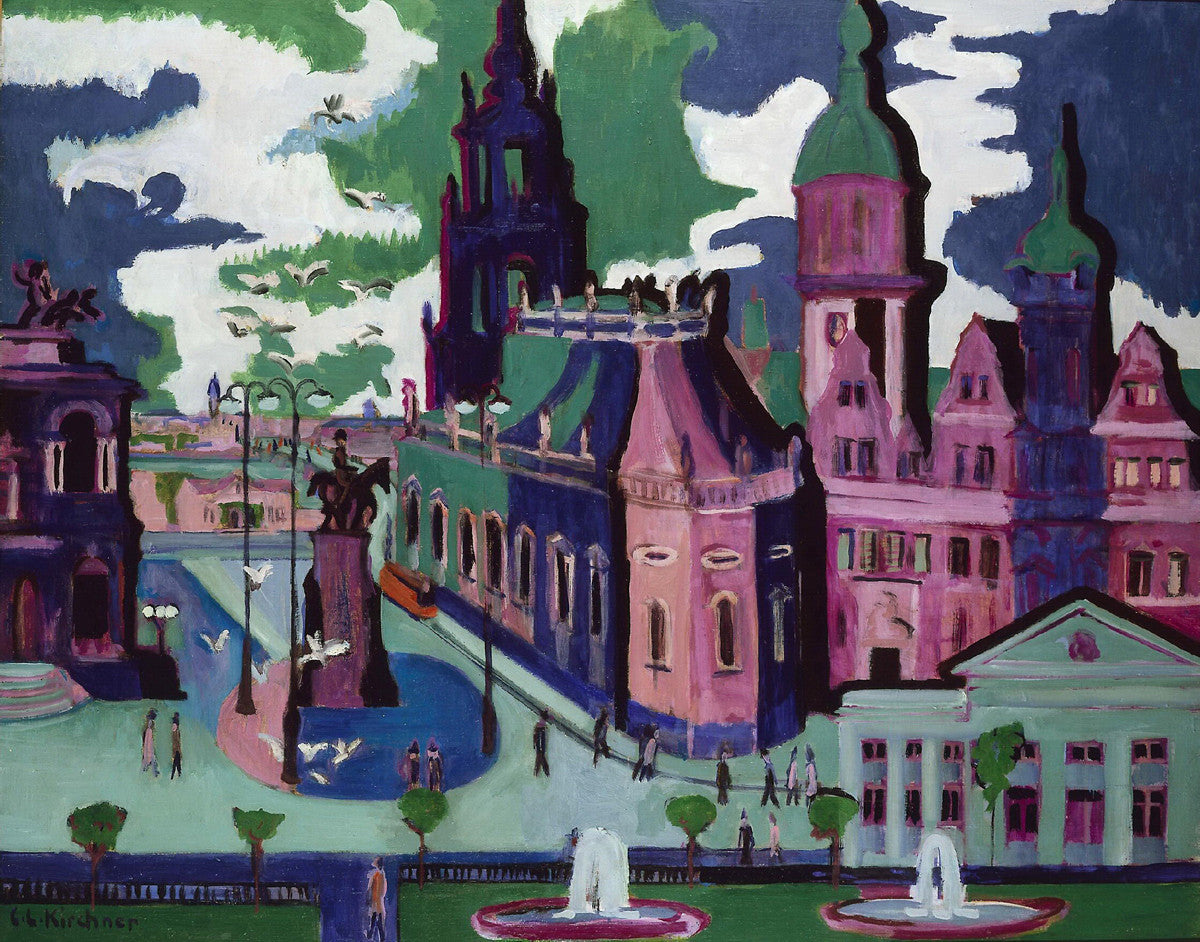 Ernst Ludwig Kirchner - View of Dresden Schlossplatz | Framed