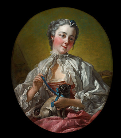 François Boucher - A Young Lady Holding a Pug Dog