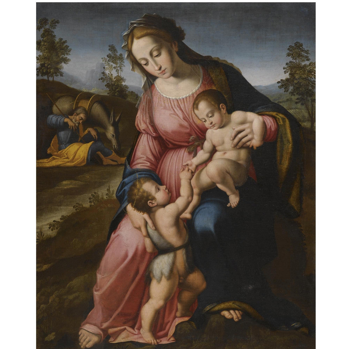 Francesco Granacci - The Holy Family with the Infant Saint John the Baptist-Reproduction-Get Custom Art