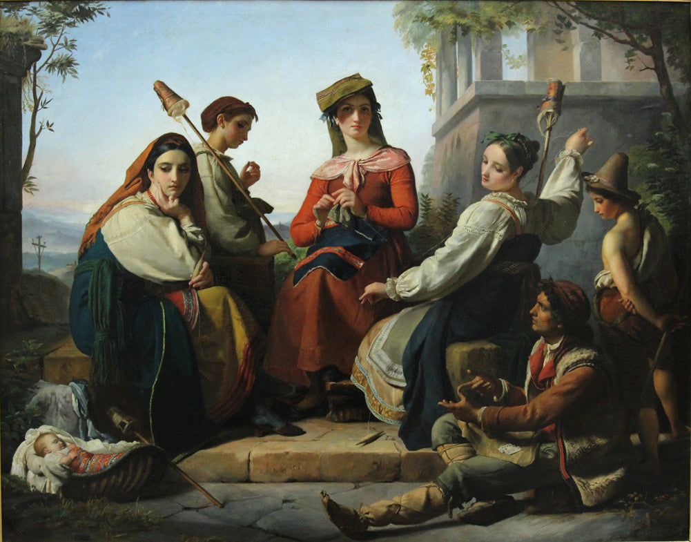 François-Joseph Navez - Women Spinning in Fondi