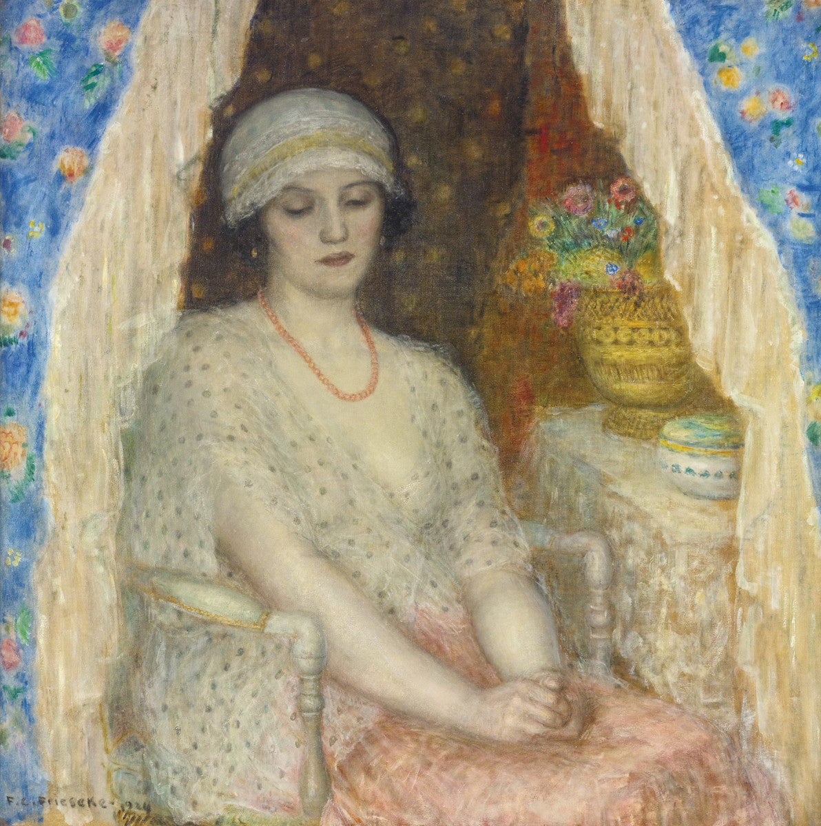 Frederick Carl Frieseke - Blue Curtains