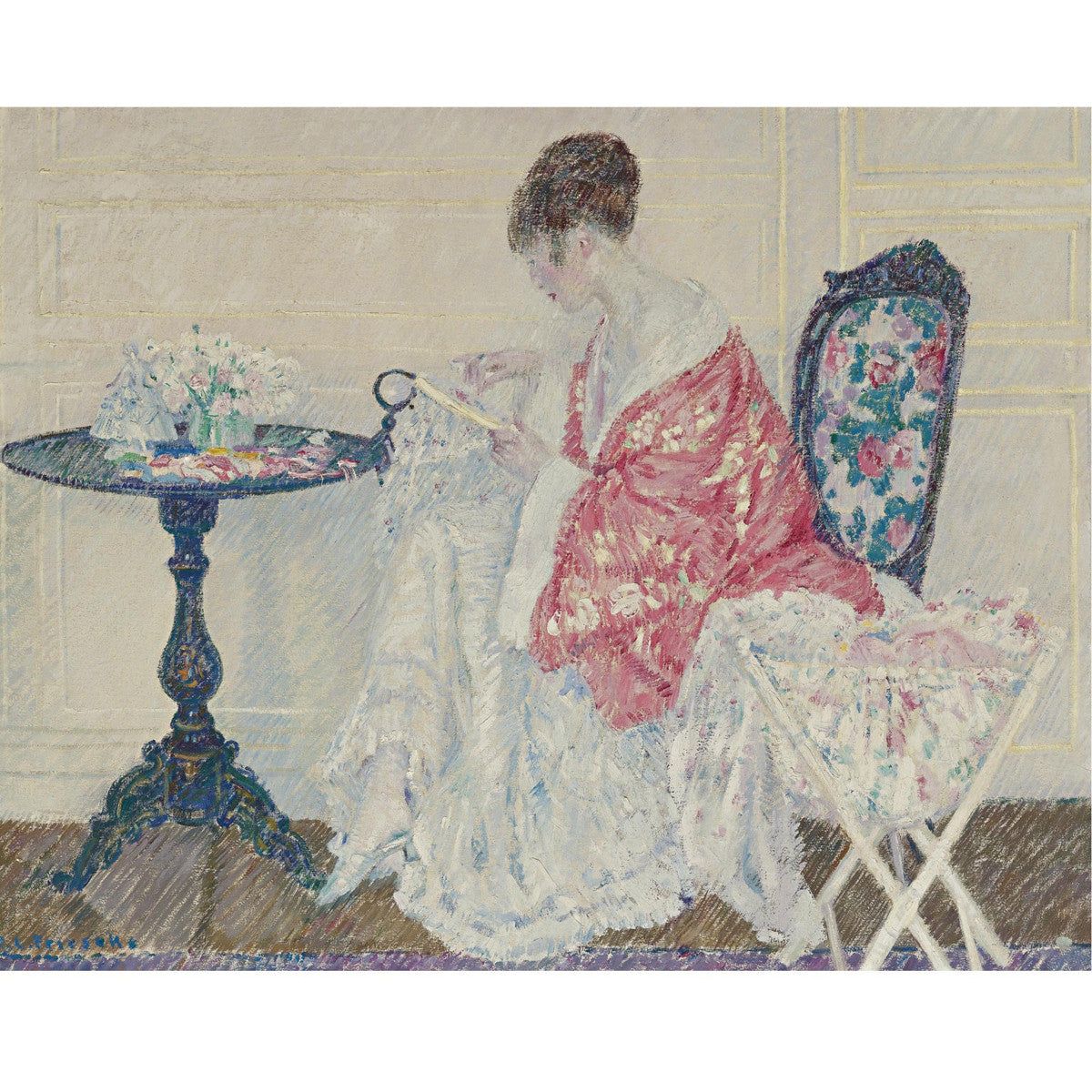 Frederick Carl Frieseke - Girl Embroidering