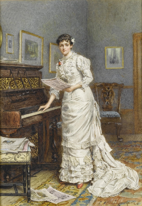 George Goodwin Kilburne - A Young Woman at a Piano