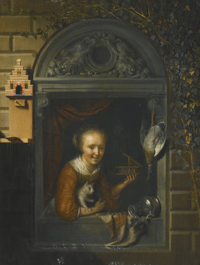 Gerrit Dou - A Young Girl at a Window Ledge