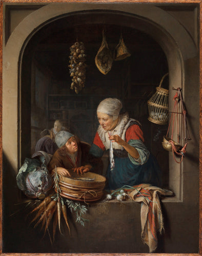Gerrit Dou - An Old Woman and a Boy With Herring