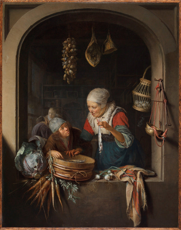 Gerrit Dou - An Old Woman and a Boy With Herring