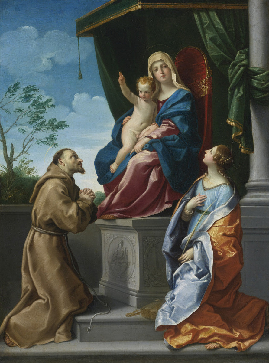 Guido Reni - The Virgin and Child Enthroned with Saints Francis and Catherine-Reproduction-Get Custom Art