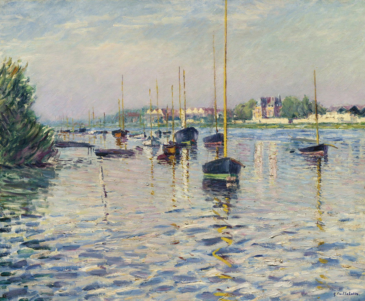 Gustave Caillebotte - Boats at Anchor on the Seine at Argenteuil-Reproduction-Get Custom Art