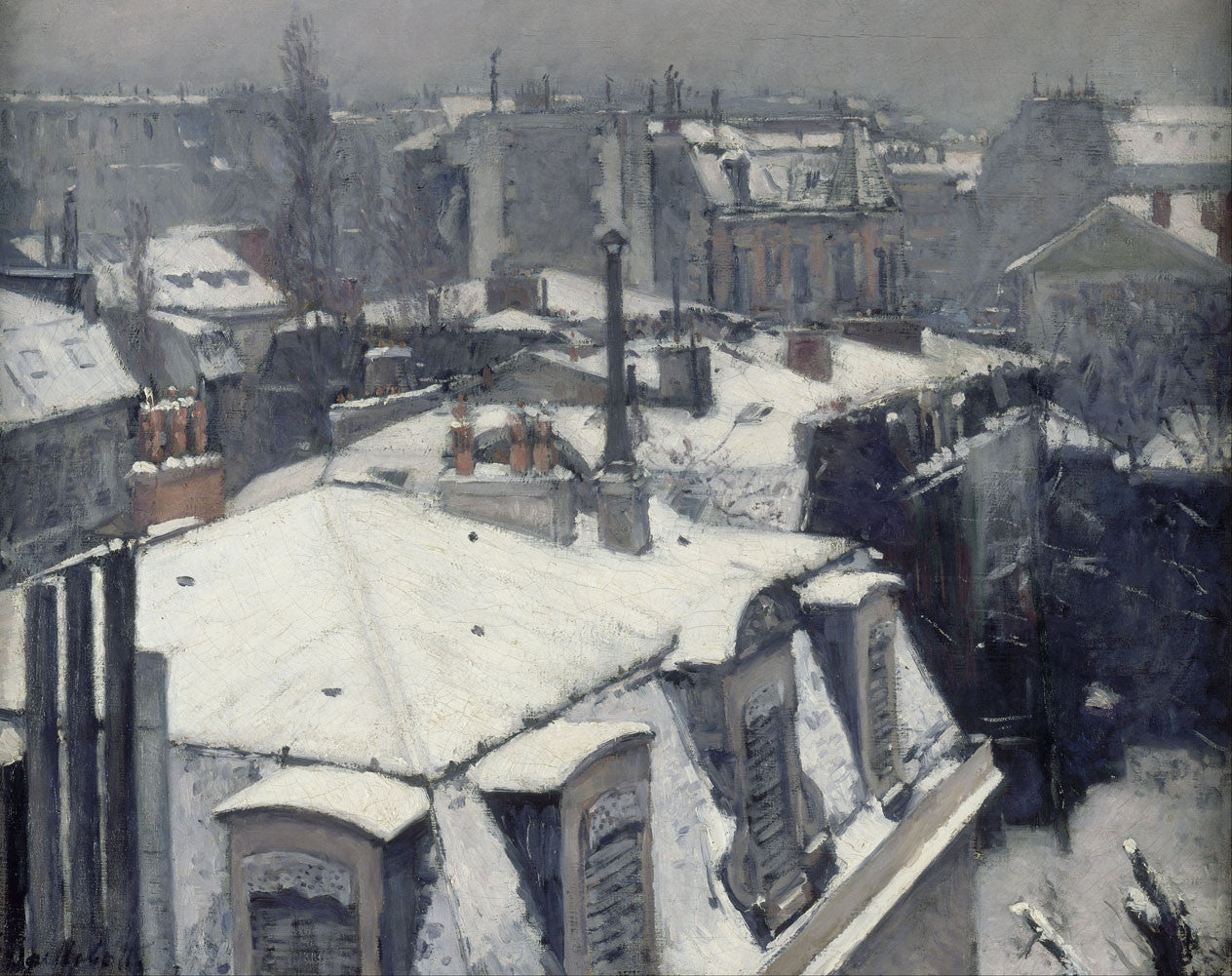 Gustave Caillebotte - Vue de toits (Effet de neige)-Reproduction-Get Custom Art