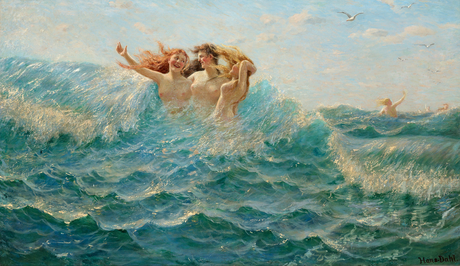 Hans Dahl - Bathing Nymphs-Reproduction-Get Custom Art