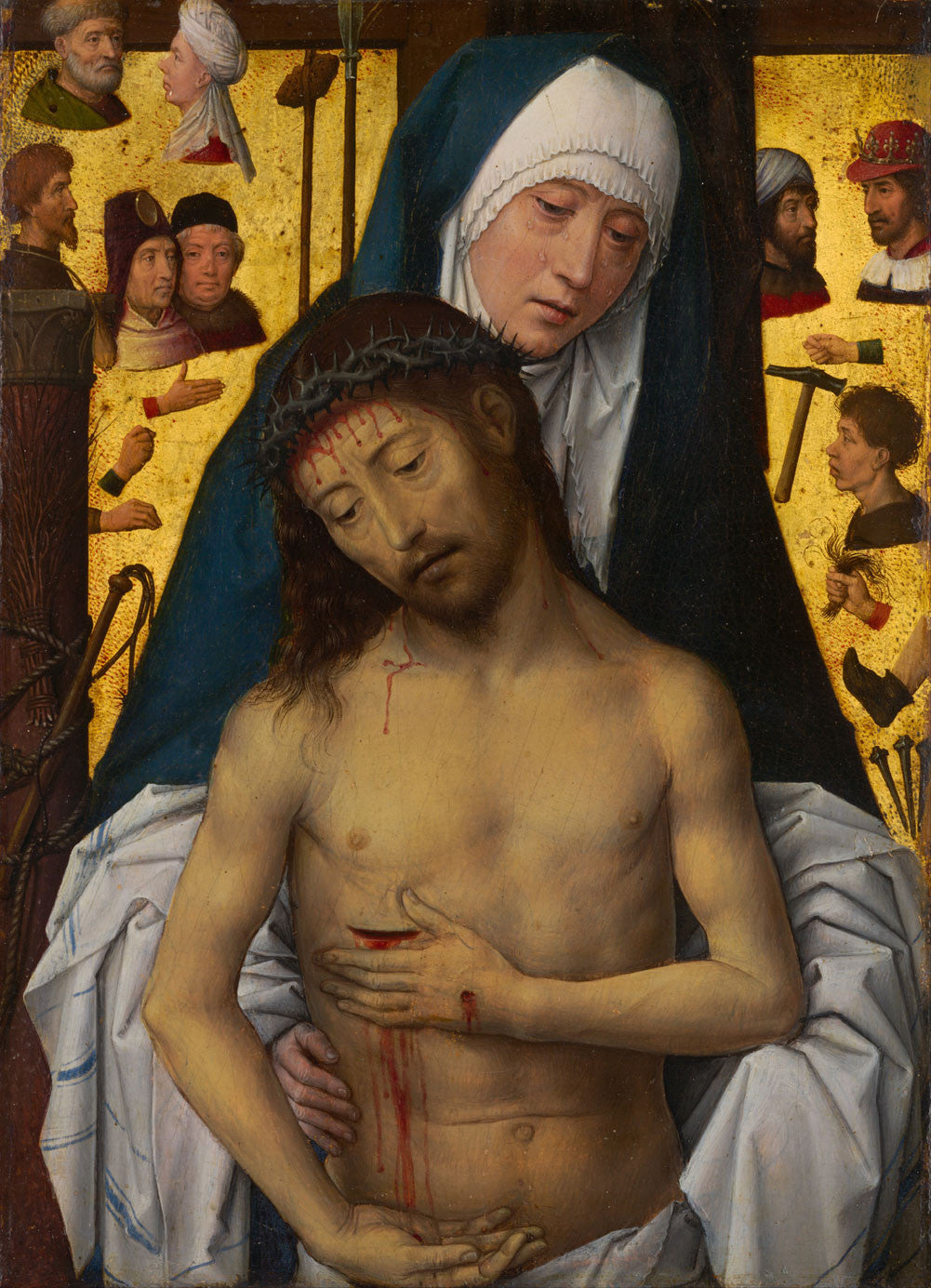 Hans Memling - The Man of Sorrows in the arms of the Virgin
