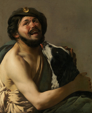 Hendrick ter Brugghen - A Laughing Bravo with his Dog