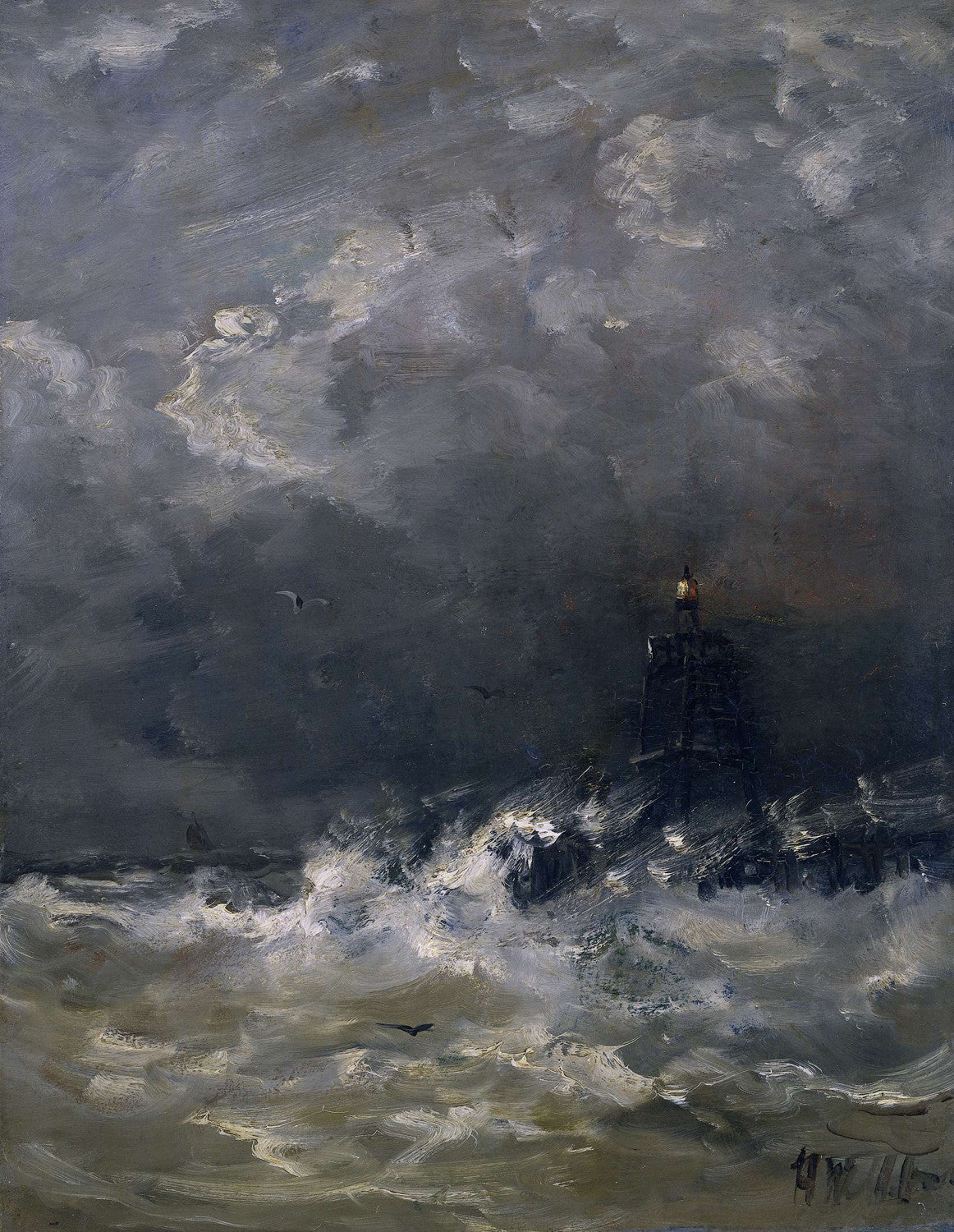 Hendrik Willem Mesdag - Lighthouse in Breaking Waves