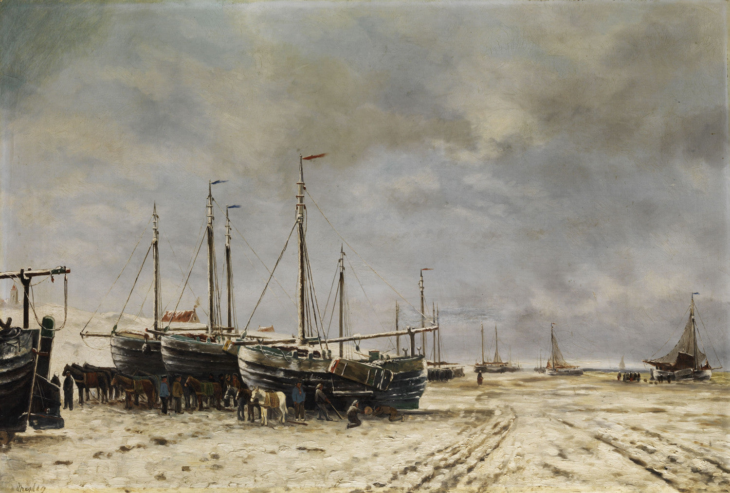Hendrik Willem Mesdag - Polder Seascape with frozen ships-Reproduction-Get Custom Art