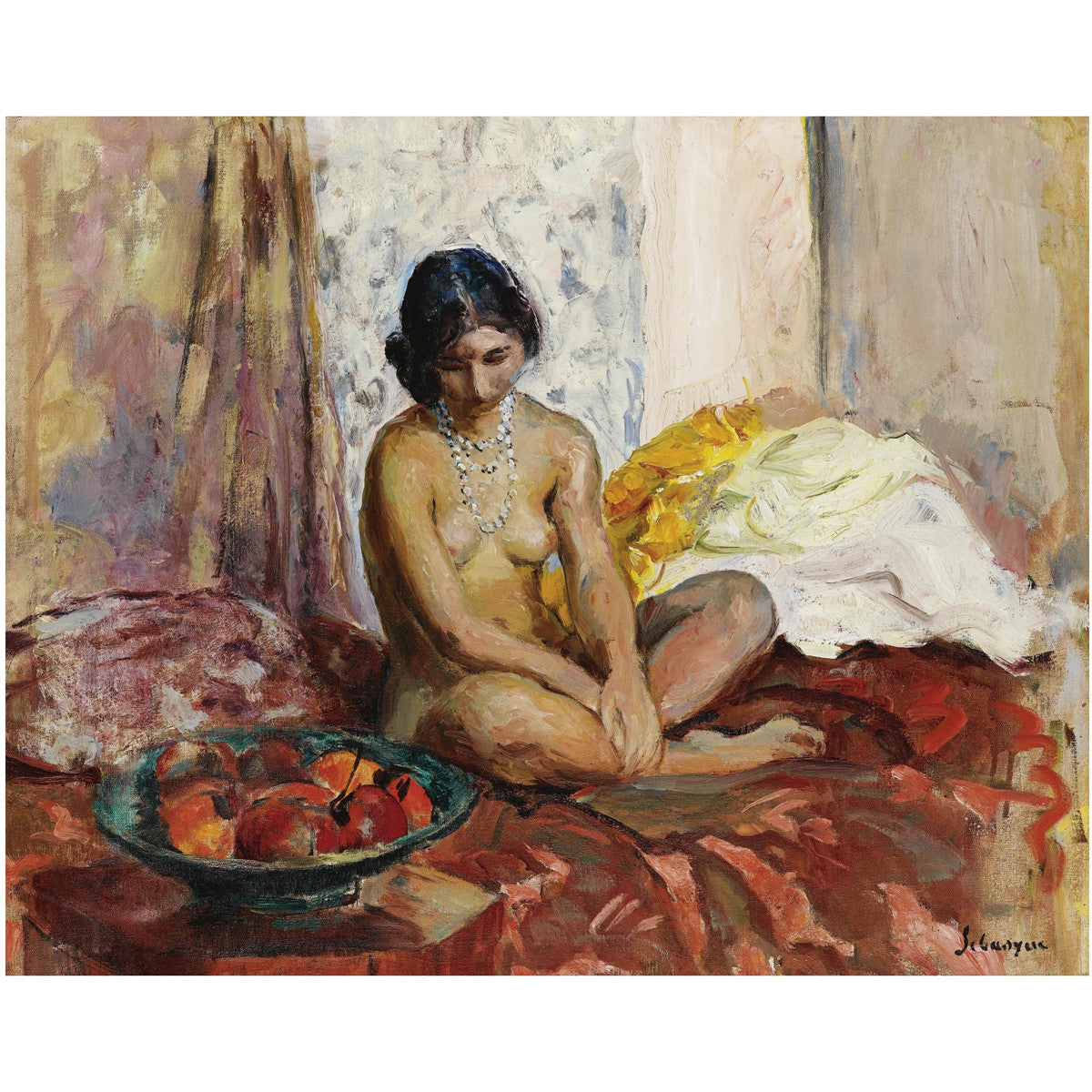 Henri Lebasque - Egyptian Woman with a Dish of Fruits-Reproduction-Get Custom Art