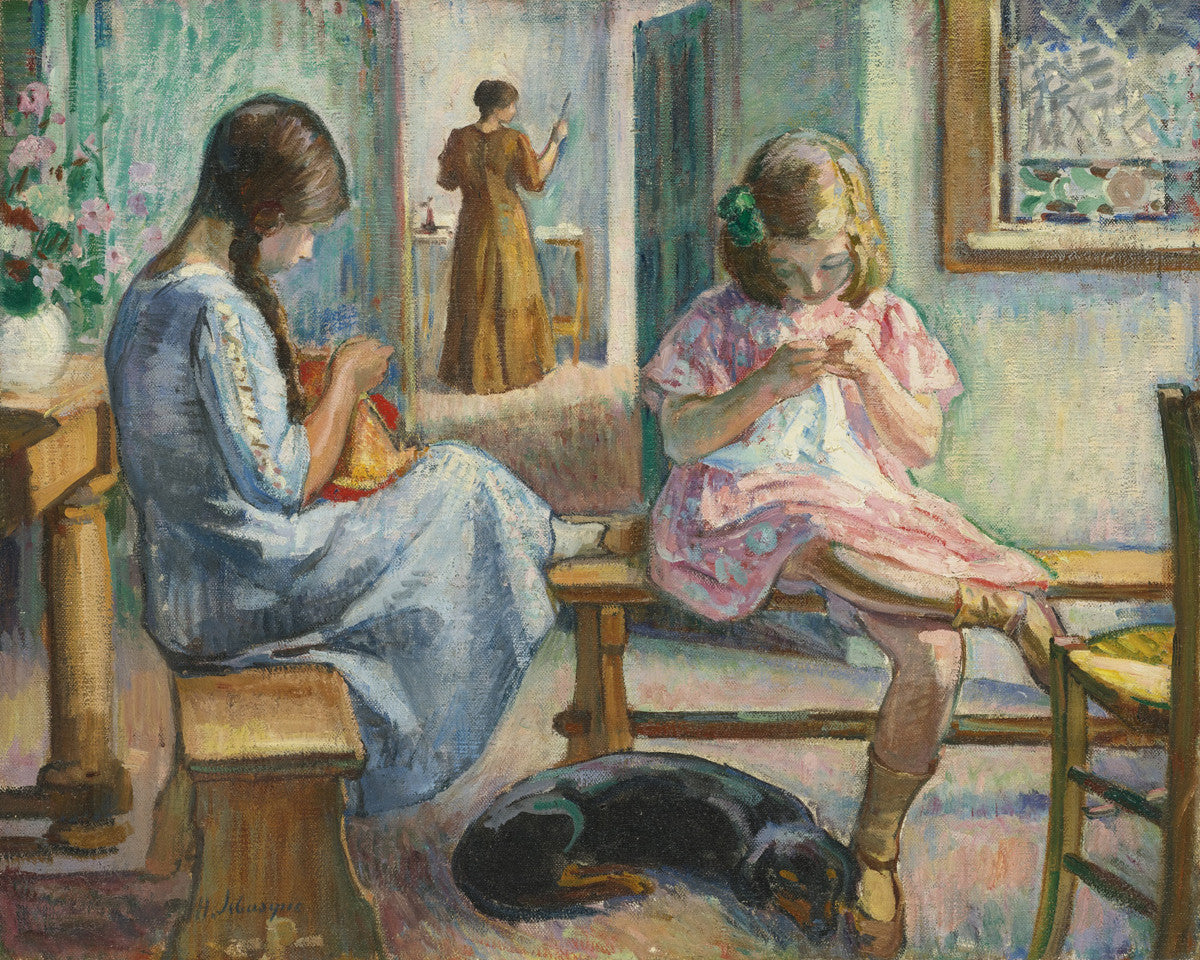 Henri Lebasque - Girls Sewing-Reproduction-Get Custom Art