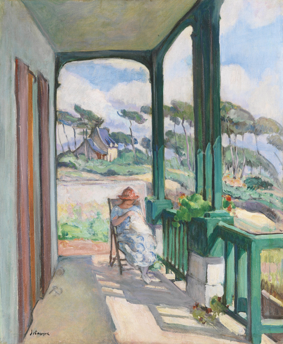 Henri Lebasque - Morgat, La Couture Sur La Terrasse En Été-Reproduction-Get Custom Art