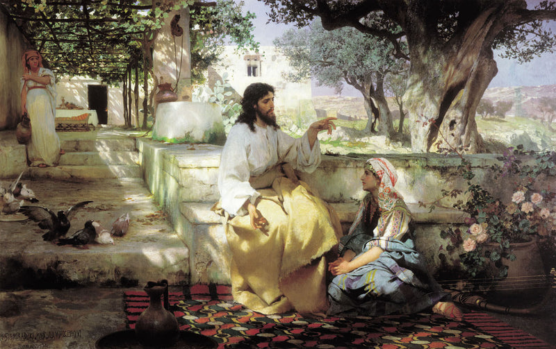 Henryk Siemiradzki's 'Christ in the House of Martha and Mary' painting reproduced as fine art wall decor