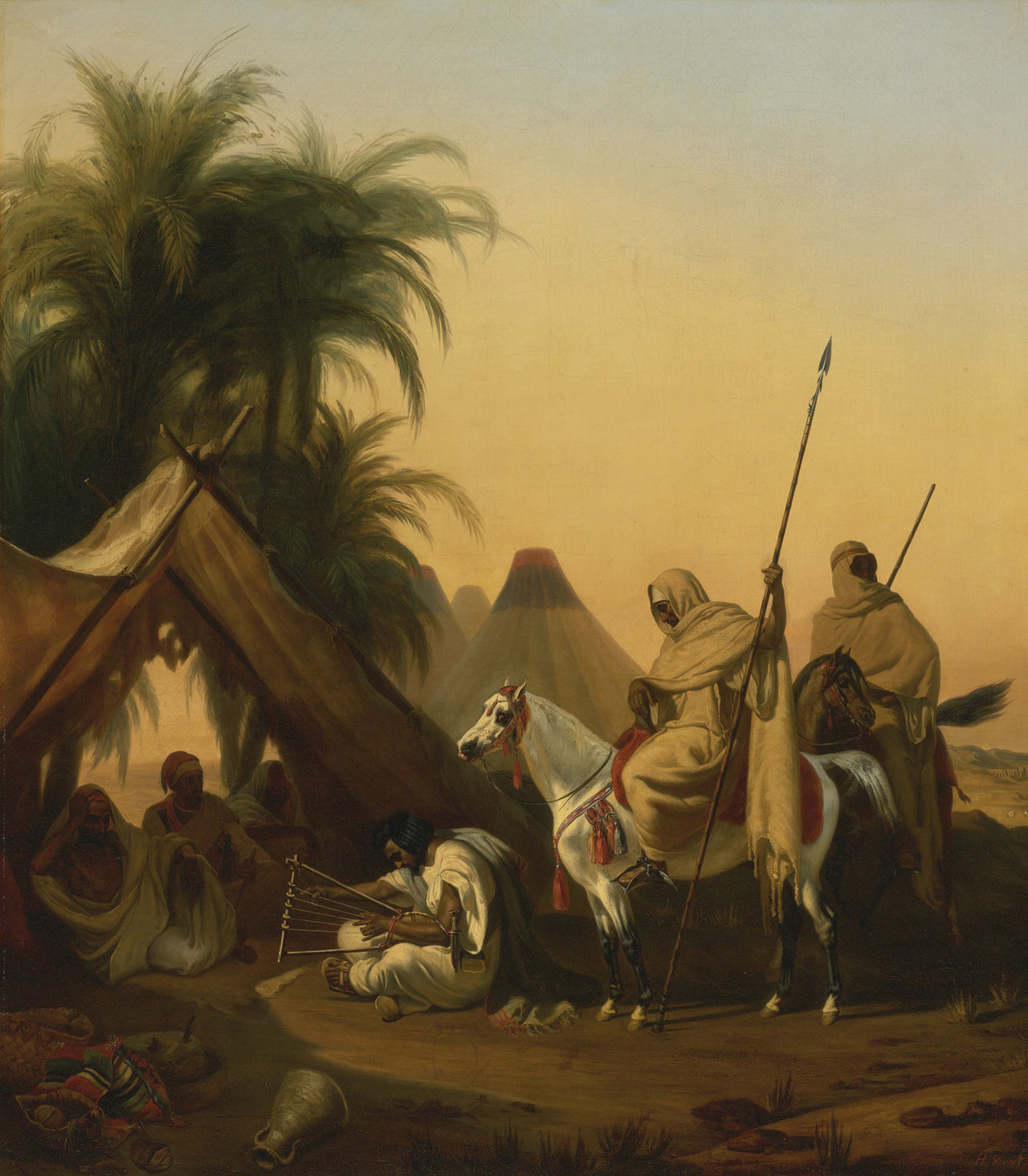 Horace Vernet - Horsemen and Arab Chiefs Listening to a Musician-Reproduction-Get Custom Art