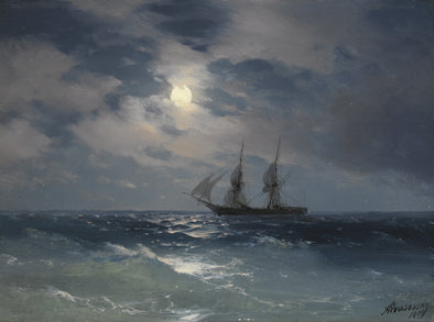 Ivan Konstantinovich Aivazovsky - The Brig Mercury in Moonlight