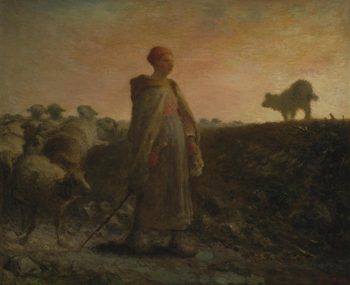 Jean-François Millet - Shepherdess Returning with her Flock-Reproduction-Get Custom Art