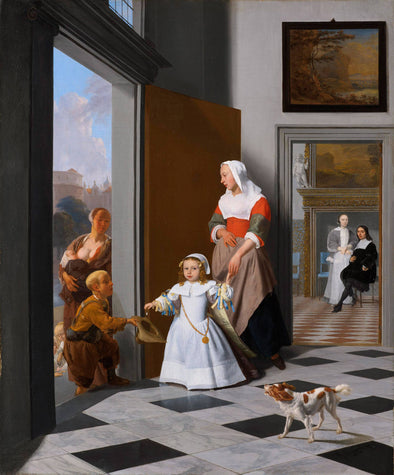 Jacob Ochtervelt - A Nurse and a Child in the Foyer of an elegant Townhouse