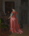 Jacob Ochtervelt - A Woman standing at a Harpsichord, a Man seated