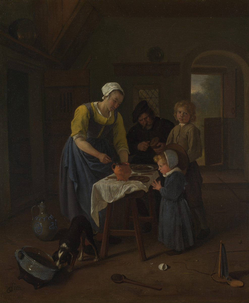 Jan Steen - Apeasant family at meal time