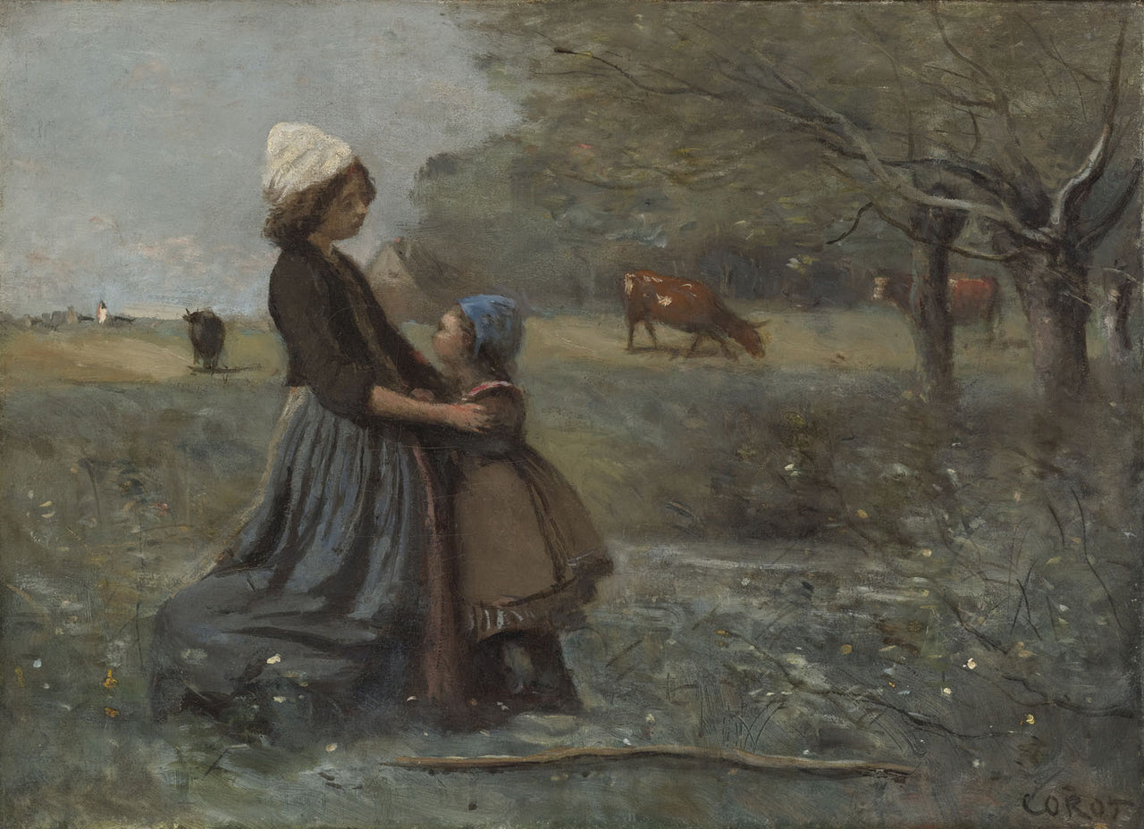 Jean-Baptiste-Camille Corot - The Sisters in the Meadow-Reproduction-Get Custom Art