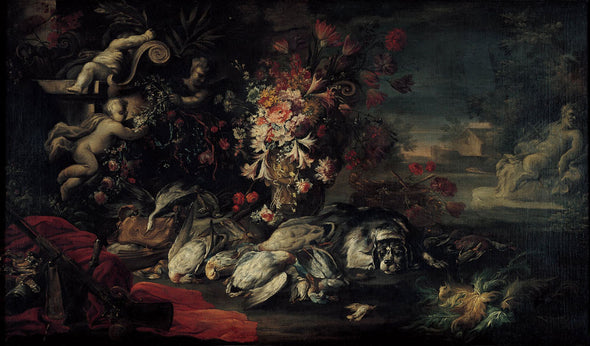 Jean-Baptiste Oudry - Death nature with shooting gear and flowers II