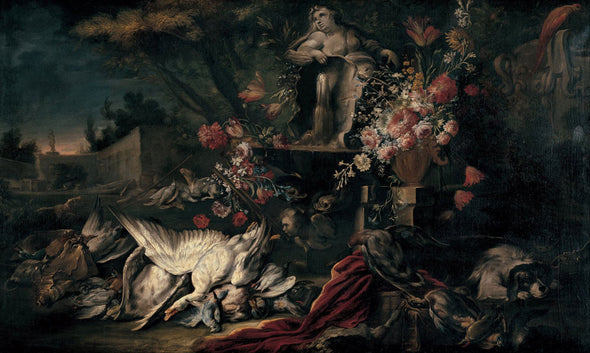 Jean-Baptiste Oudry - Death nature with shooting gear and flowers I