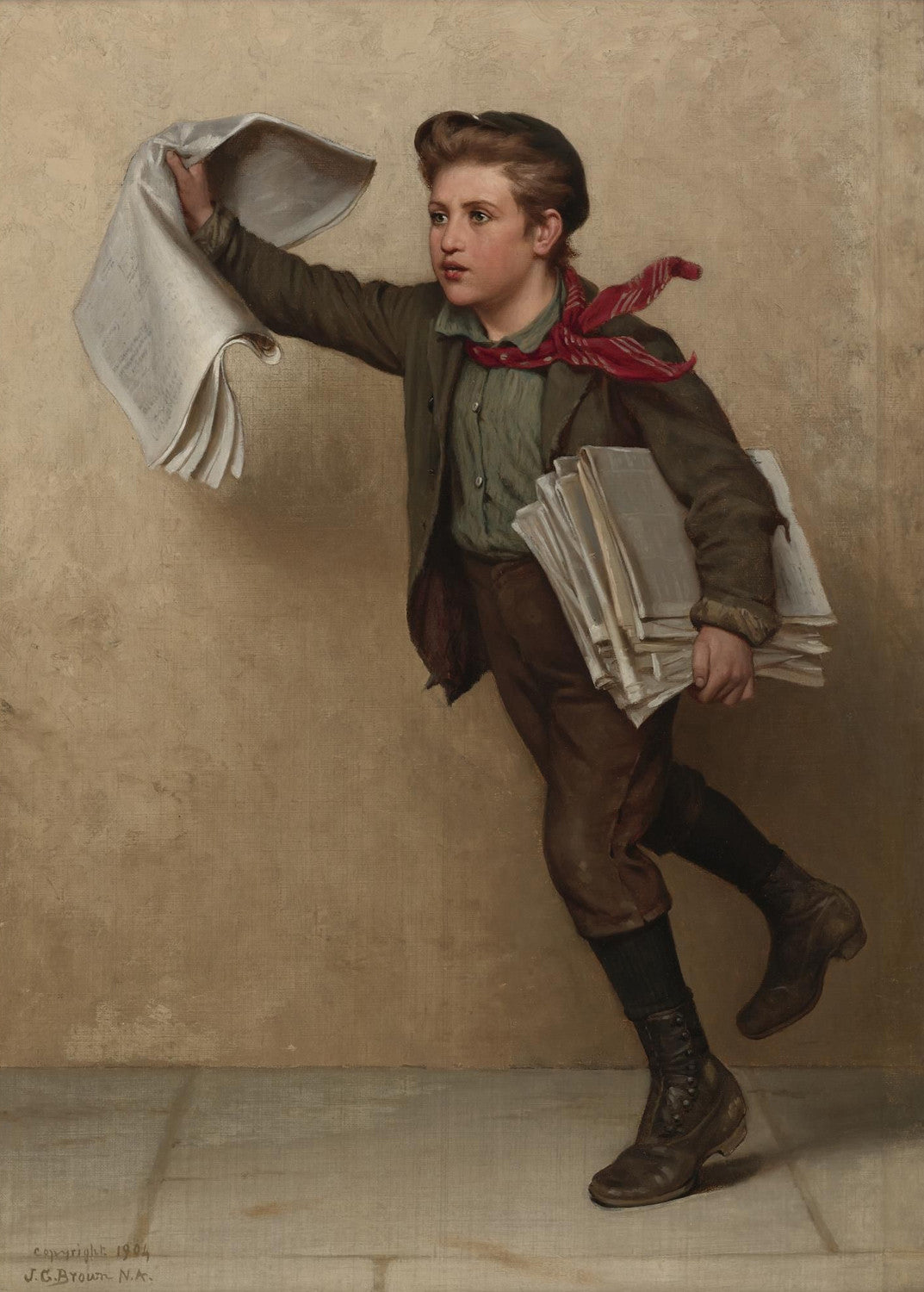 John George Brown - Extra, Extra (The Paper Boy)-Reproduction-Get Custom Art
