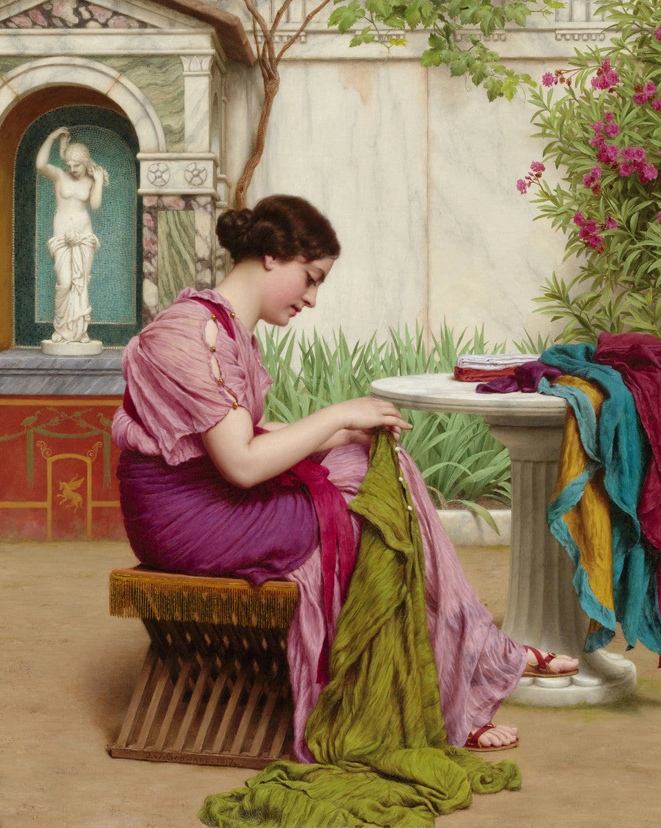John William Godward - A Stitch in Time-Reproduction-Get Custom Art