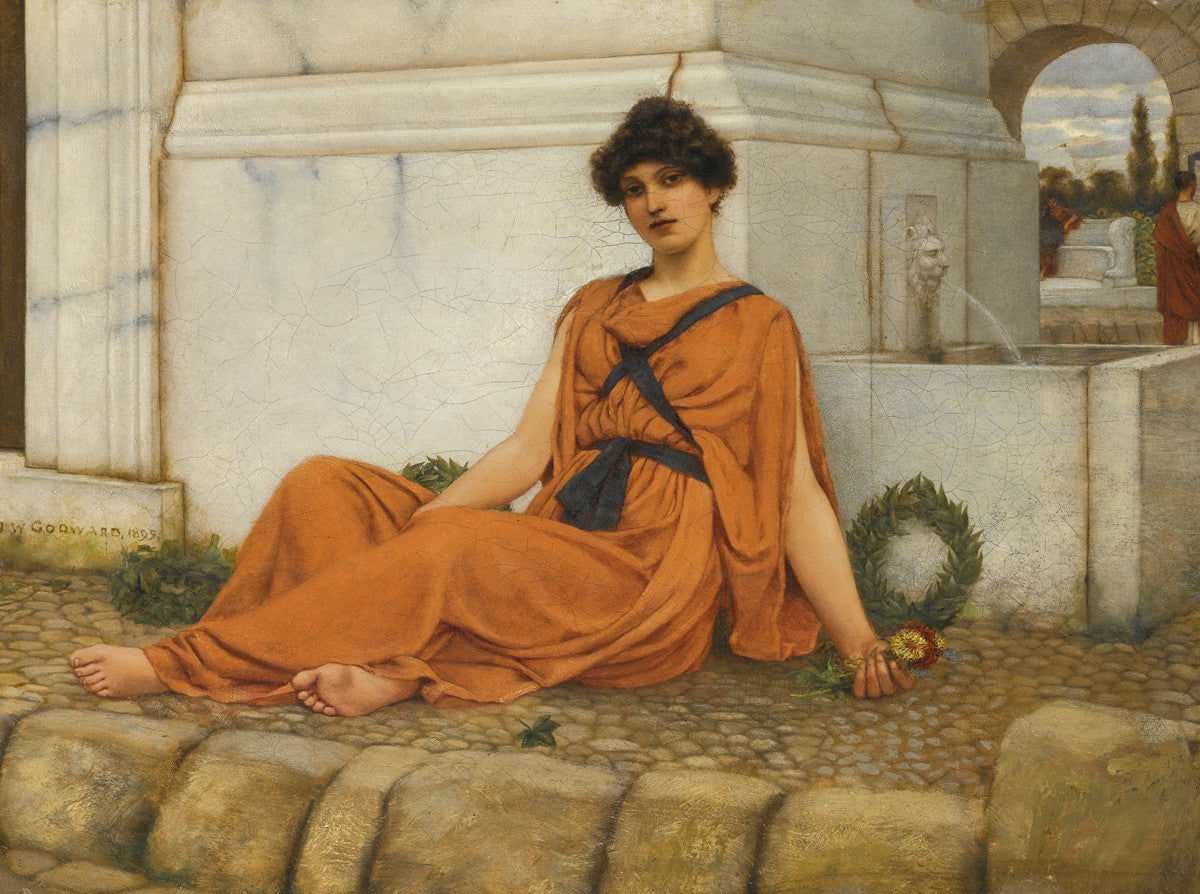 John William Godward - Repose The Flower Girl