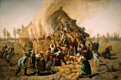 Jules Breton - Fire in the Haystack