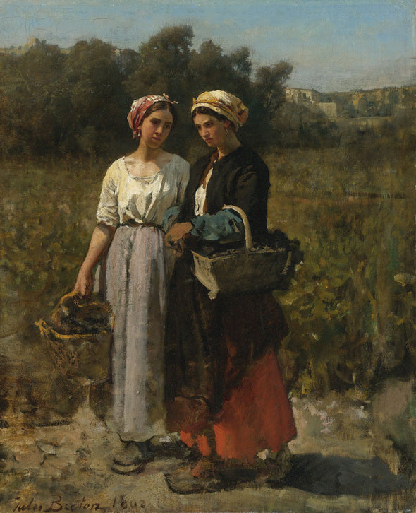 Jules Breton - Two Young Woman Picking Grapes