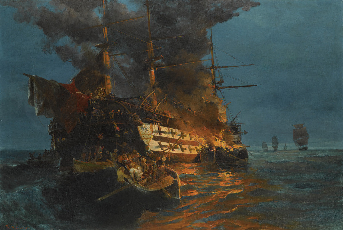 Konstantinos Volanakis - The Burning of Turkish Frigate